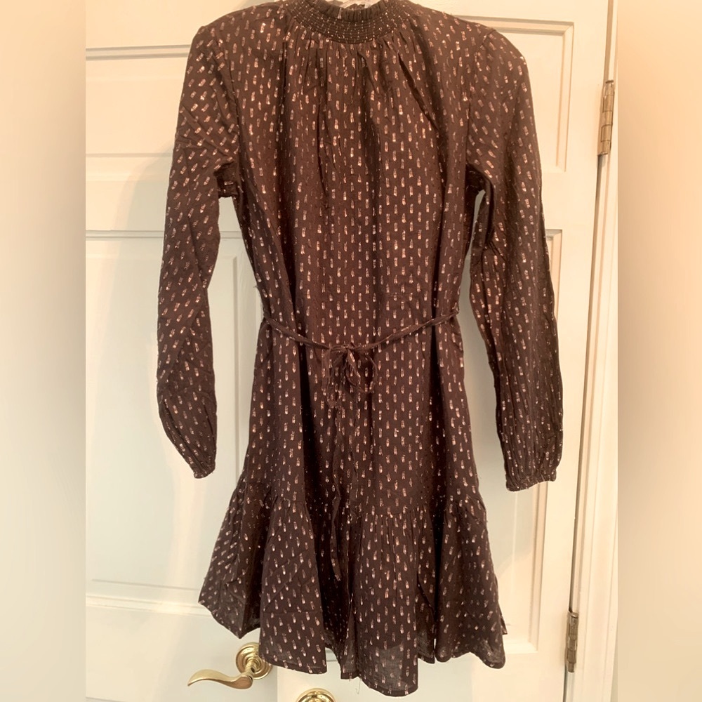 NWT Gap Dress in Chocolate Brown with Metallic Thread Accents